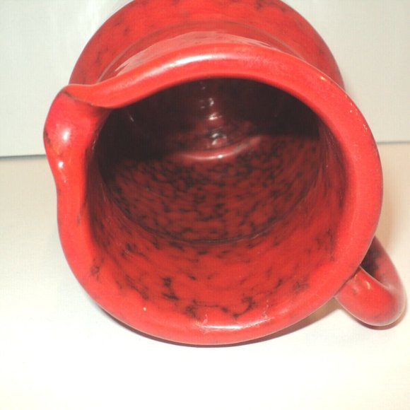 Vintage Peasant Village Italy Pottery Pitcher Red Black Mottled 6" H 66328 1970 - Picture 5 of 6